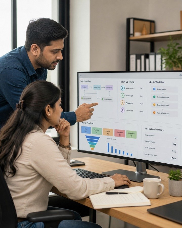 Seven Web Tech developer building sales automation rules for faster lead response